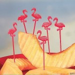 Lot of 72 Plastic Pink Flamingo Luau Food Snack Party Picks