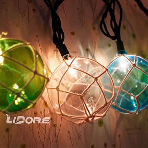 LIDORE Set of 10 Nautical Fishing Floats Coastal Buoy Beach Style Stri