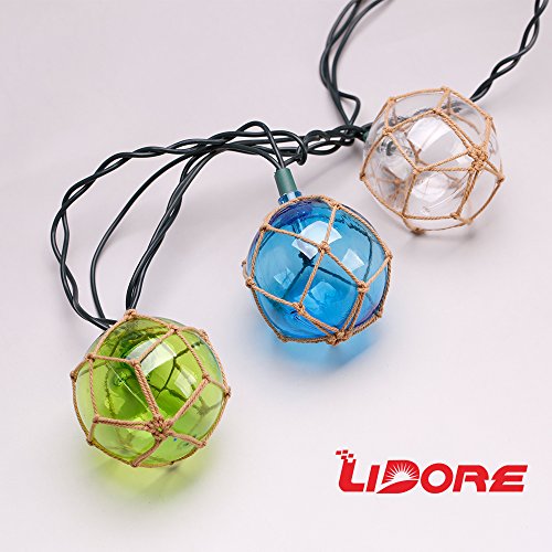 LIDORE Set of 10 Nautical Fishing Floats Coastal Buoy Beach Style Stri