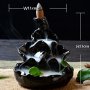 2500 Silk Art Ceramic Glaze Incense Smoke Cone Burner Backflow Censer Tower Holder Porcelain Decoration Charcoal Ash Catcher Tray Bowl for Yoga Bedroom DLXL-QJYT