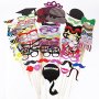 Father.son 76pcs Photo Booth Props DIY Kit for Birthday Party Wedding & Photobooth Reunions Dress-up Costume Accessories with Mustache,Hats,Glasses,Lips,Bowties